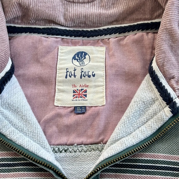 Fat Face The Airlie Striped Green and Pink Pullover - Picture 3 of 3